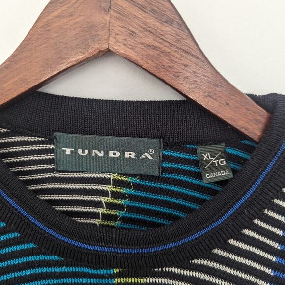 Men's Vintage Tundra Sweater Black Green Blue Cosby Sweater XL - Picture 5 of 6